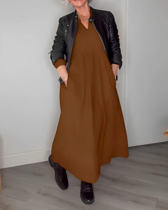 Alena | Elegantné maxi šaty s výstrihom do V