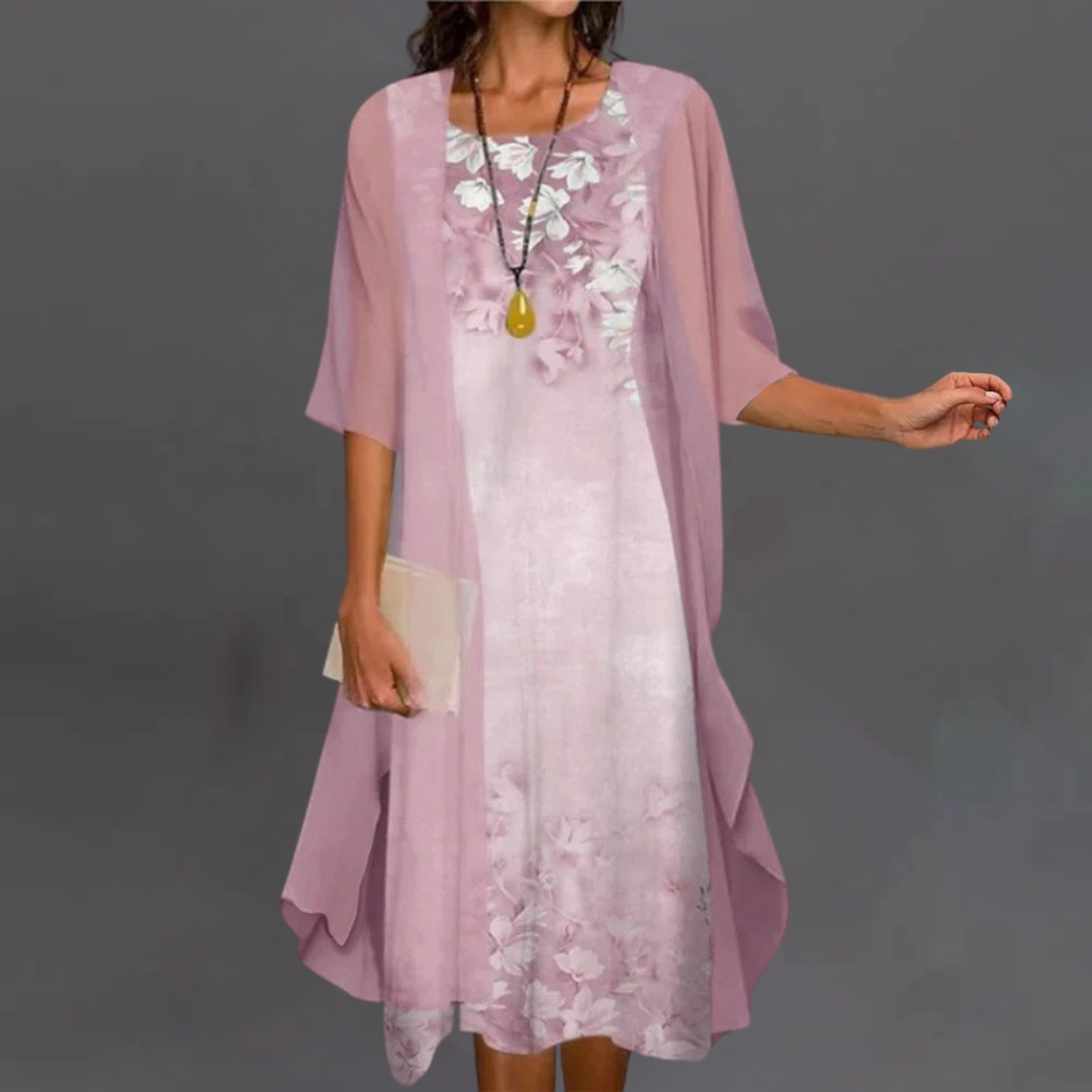 Irena | Elegantný kvetinový set – šaty & cardigan