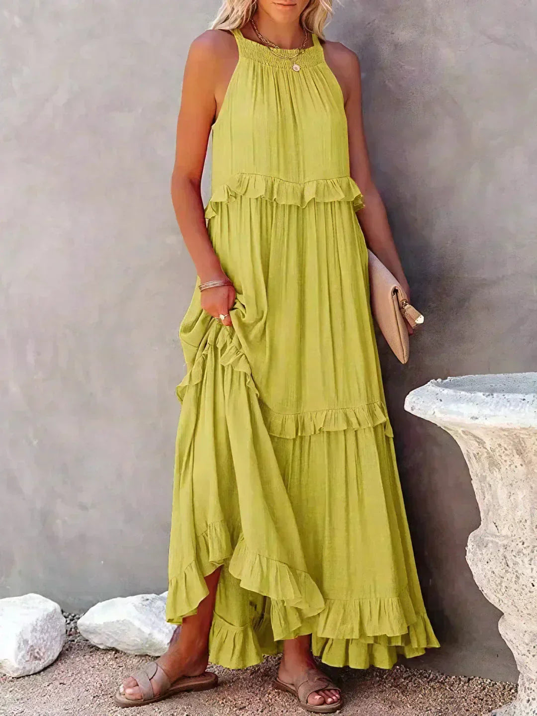 Sarah | Halter Ruffle Maxi Šaty (Takmer vypredané)
