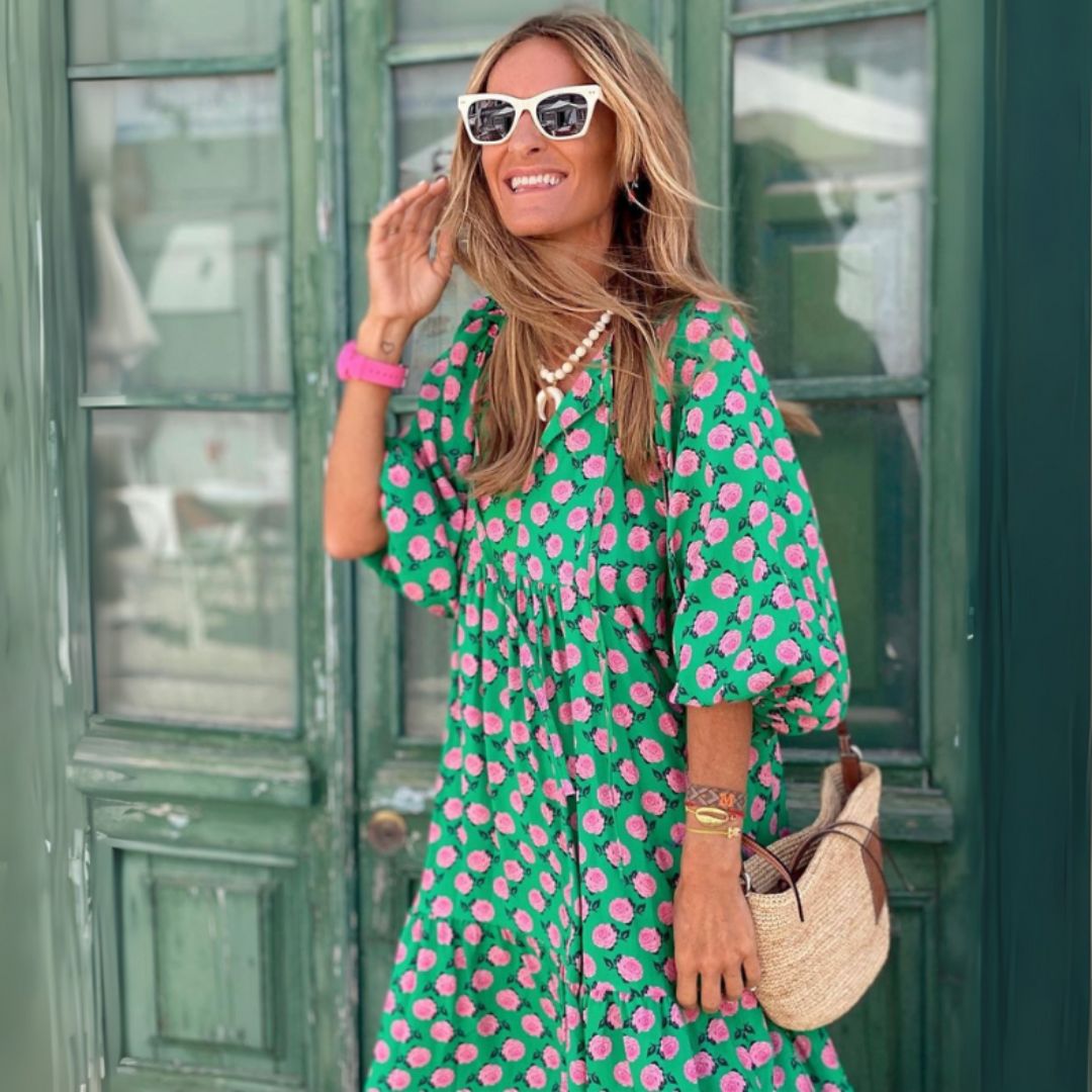 Libuše | Ľahké boho maxi šaty s geometrickým vzorom