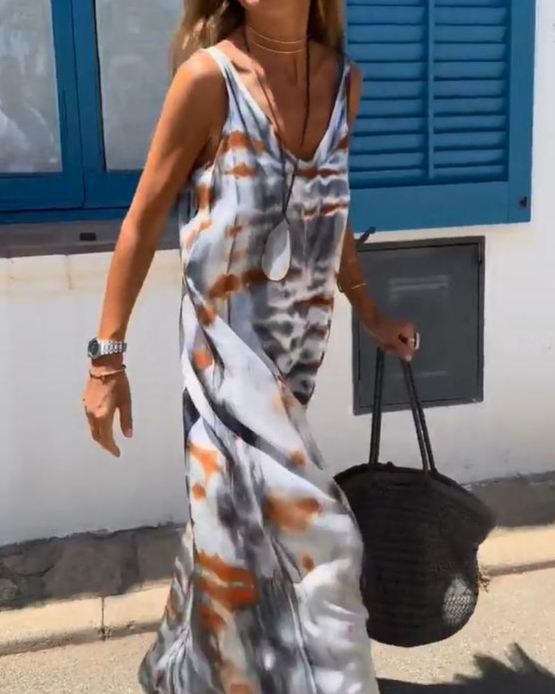 SORIA – Šaty bez rukávov s potlačou tie-dye