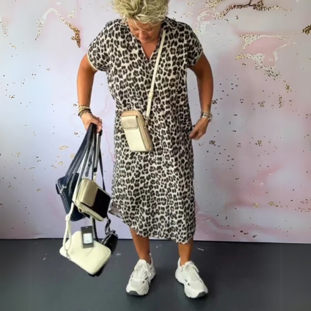Natalie | Štýlové leopardie midi šaty