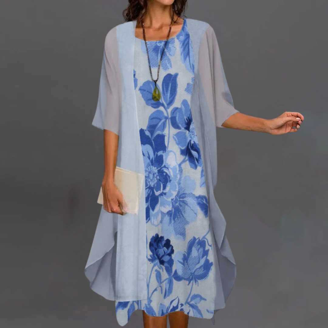 Irena | Elegantný kvetinový set – šaty & cardigan