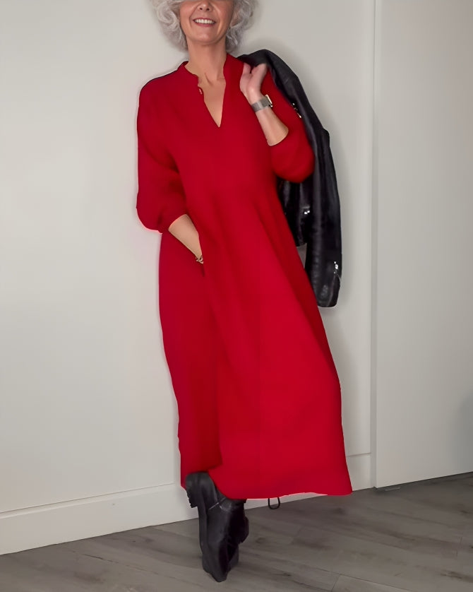 Alena | Elegantné maxi šaty s výstrihom do V