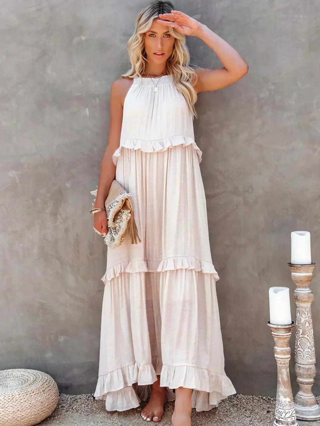 Sarah | Halter Ruffle Maxi Šaty (Takmer vypredané)