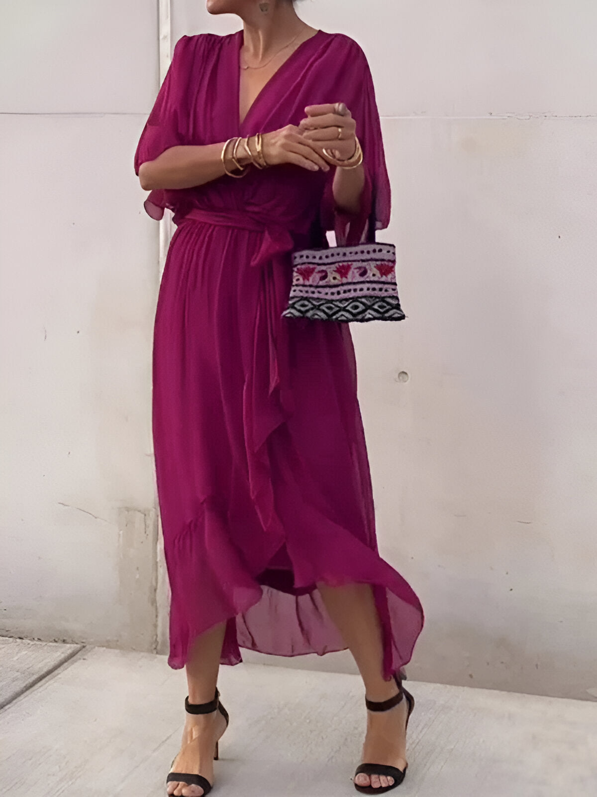 Monica™ | Chiffon šaty s V-výstrihom