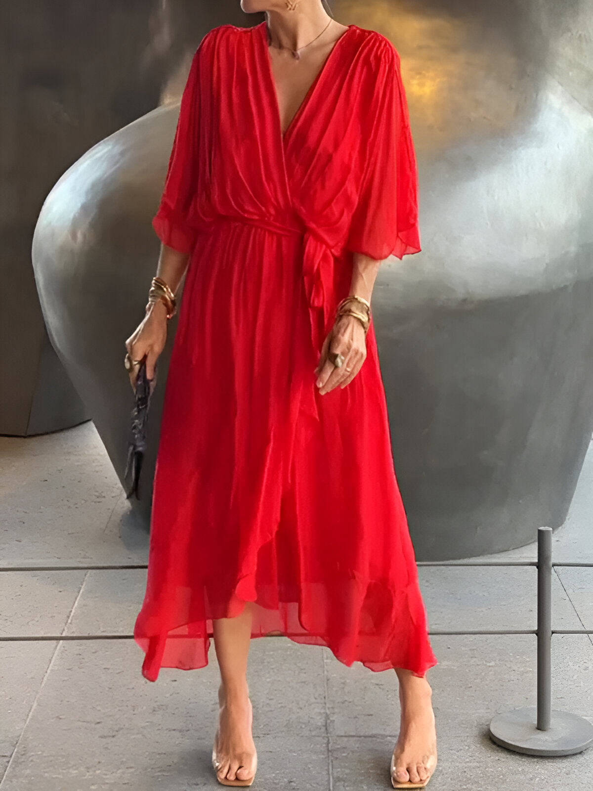 Monica™ | Chiffon šaty s V-výstrihom