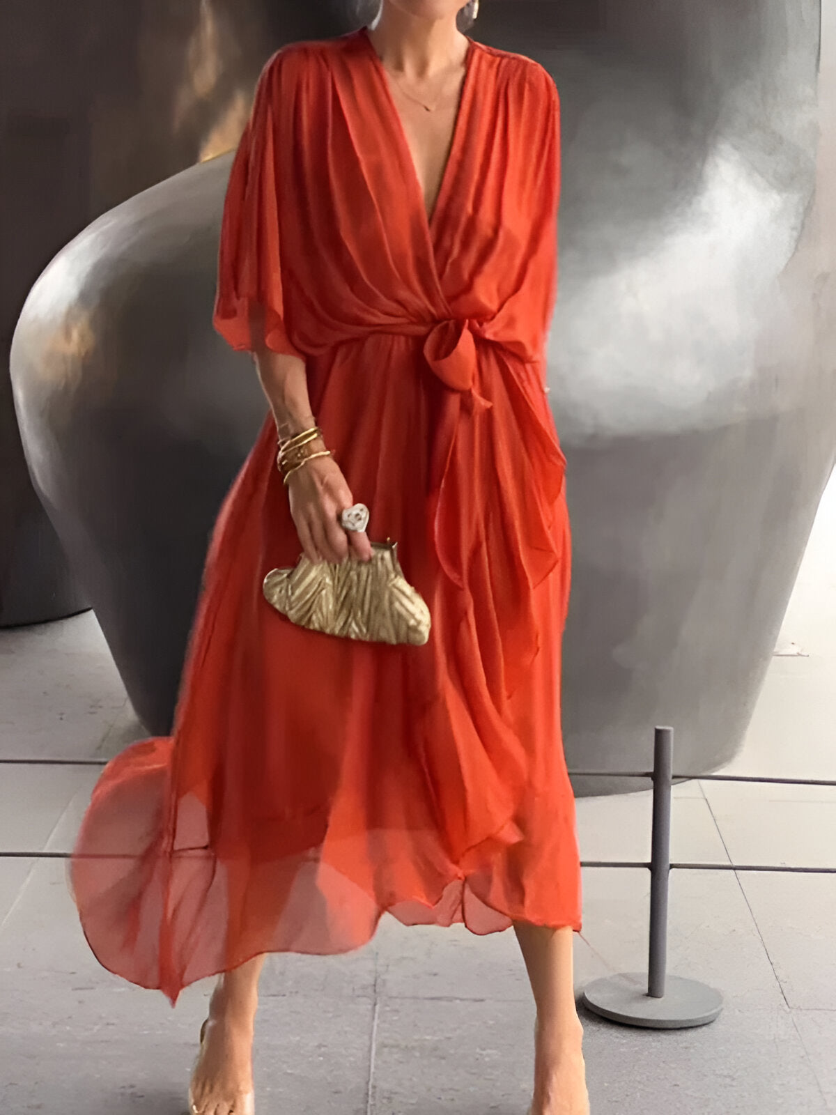 Monica™ | Chiffon šaty s V-výstrihom
