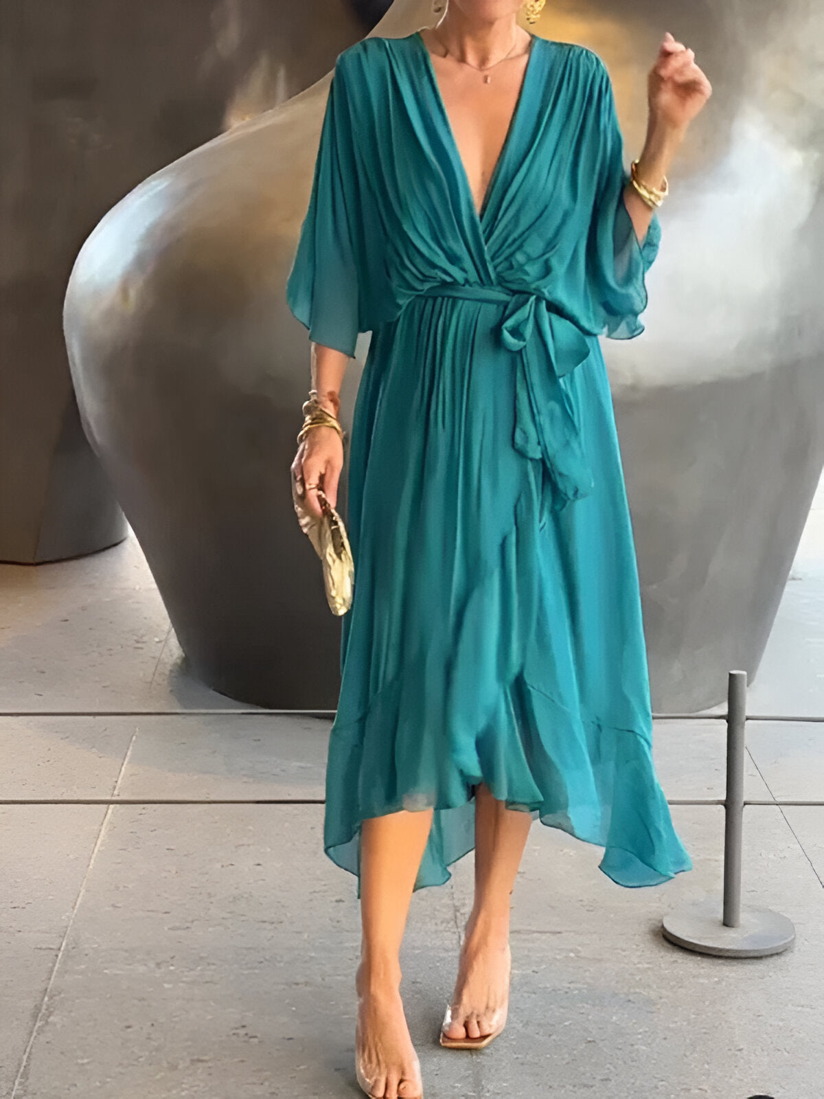 Monica™ | Chiffon šaty s V-výstrihom