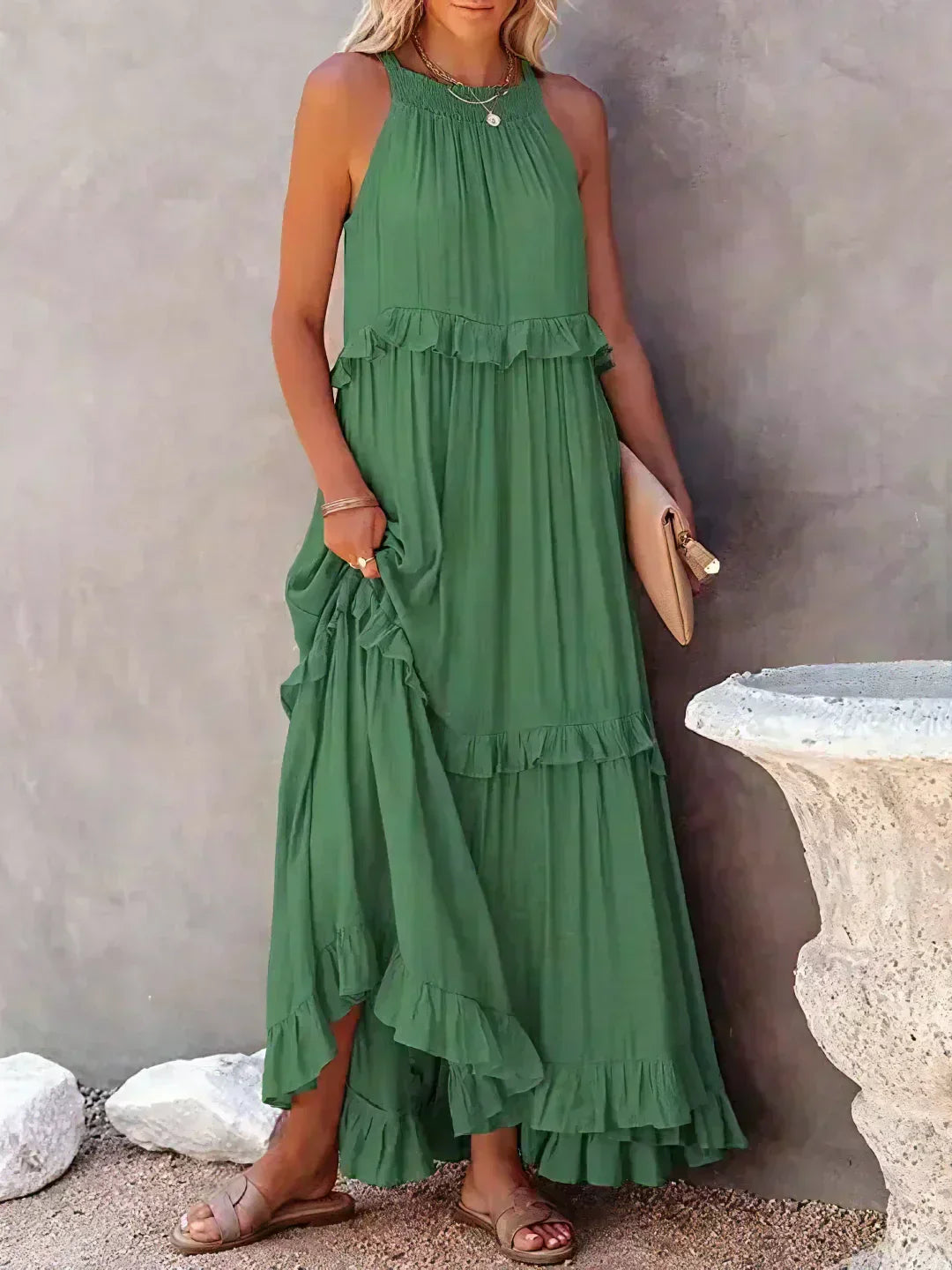 Sarah | Halter Ruffle Maxi Šaty (Takmer vypredané)