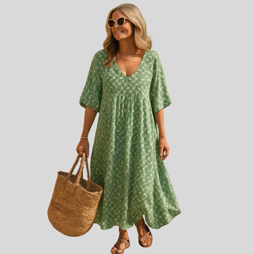 Libuše | Ľahké boho maxi šaty s geometrickým vzorom