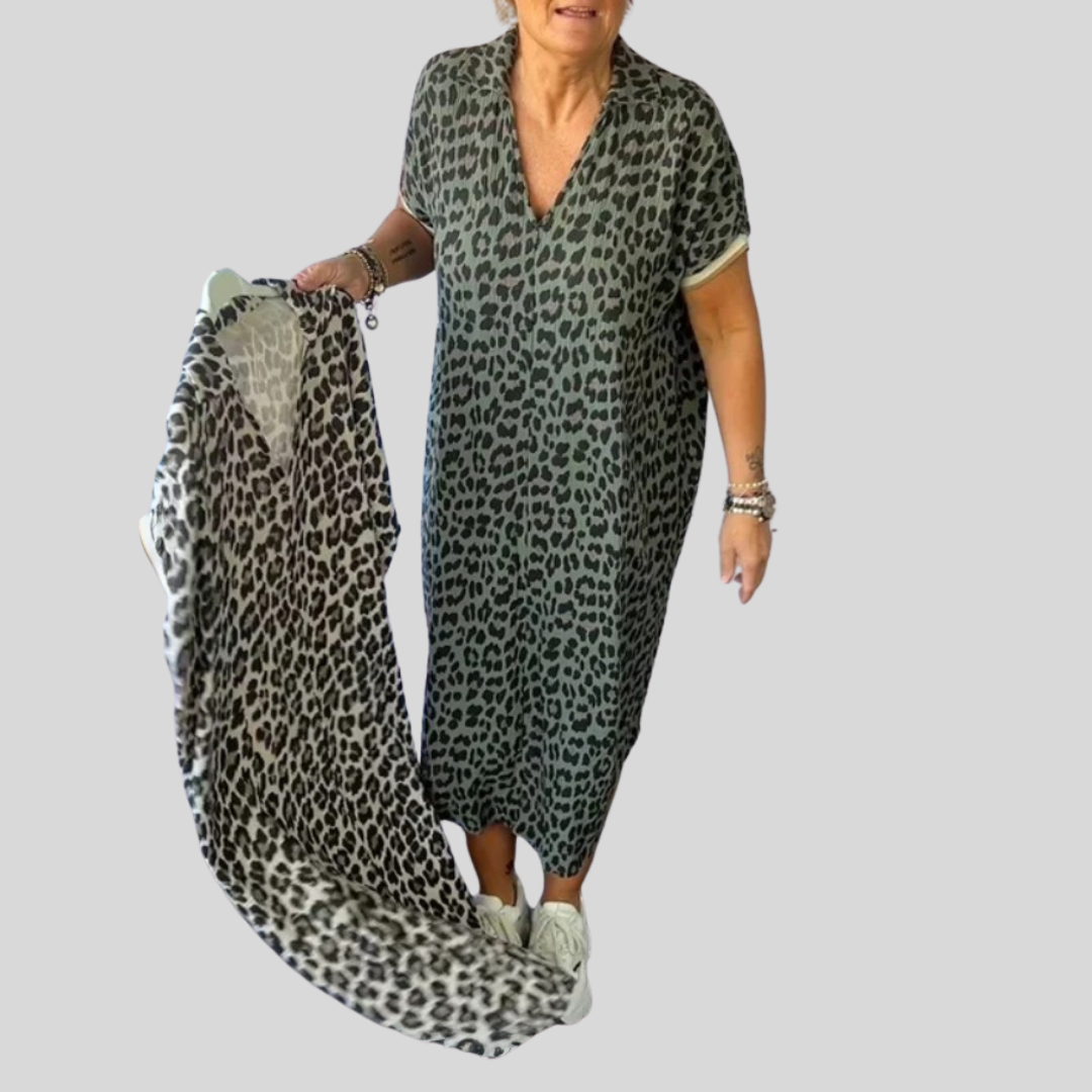 Natalie | Štýlové leopardie midi šaty