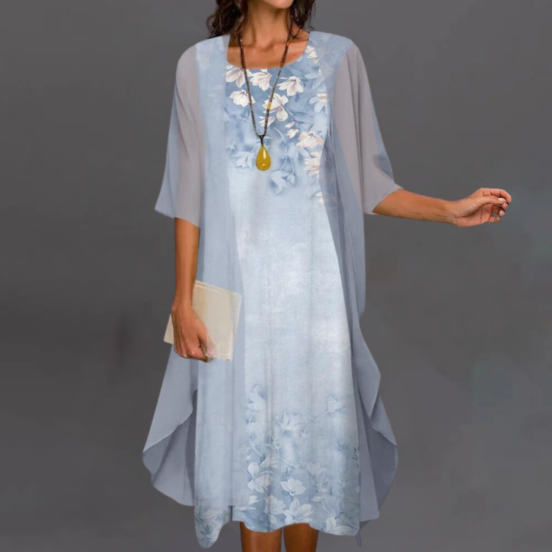 Irena | Elegantný kvetinový set – šaty & cardigan