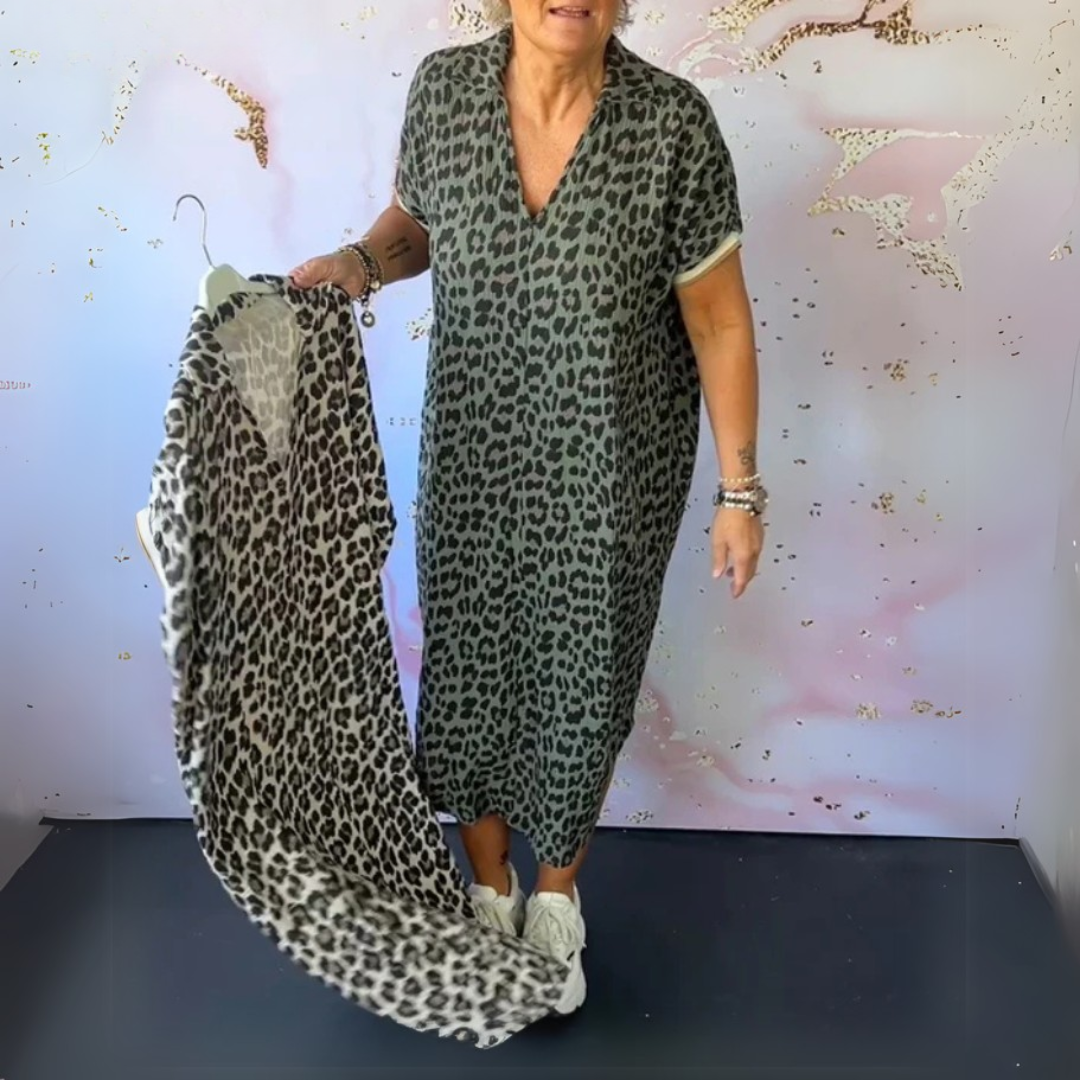 Natalie | Štýlové leopardie midi šaty