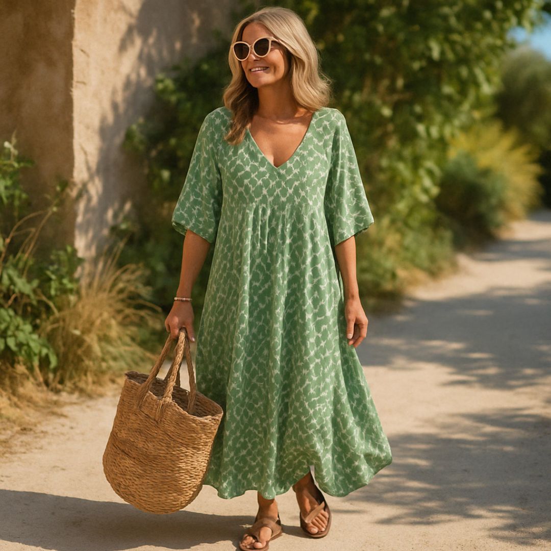 Libuše | Ľahké boho maxi šaty s geometrickým vzorom