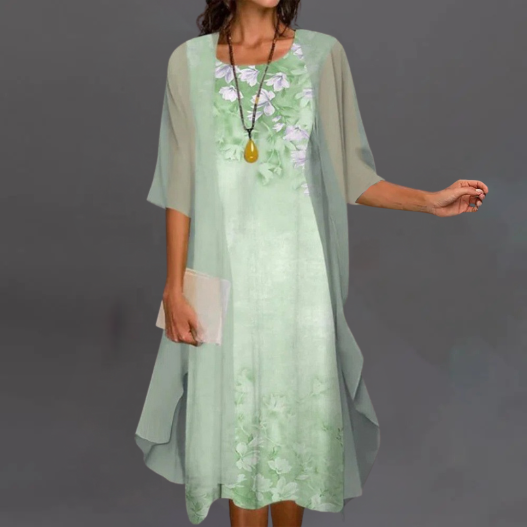 Irena | Elegantný kvetinový set – šaty & cardigan