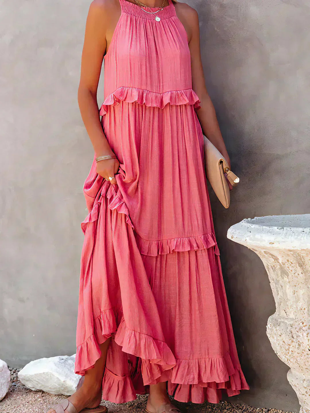 Sarah | Halter Ruffle Maxi Šaty (Takmer vypredané)