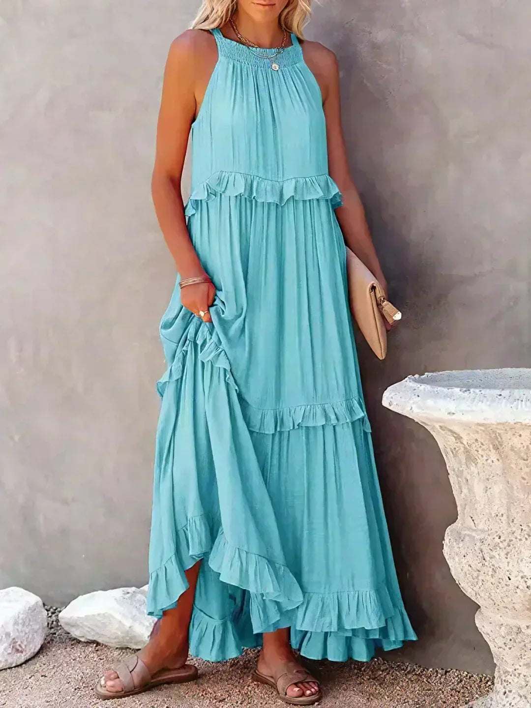 Sarah | Halter Ruffle Maxi Šaty (Takmer vypredané)