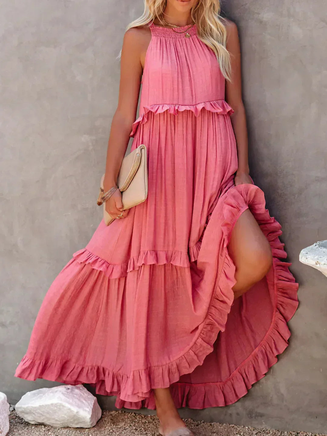 Sarah | Halter Ruffle Maxi Šaty (Takmer vypredané)