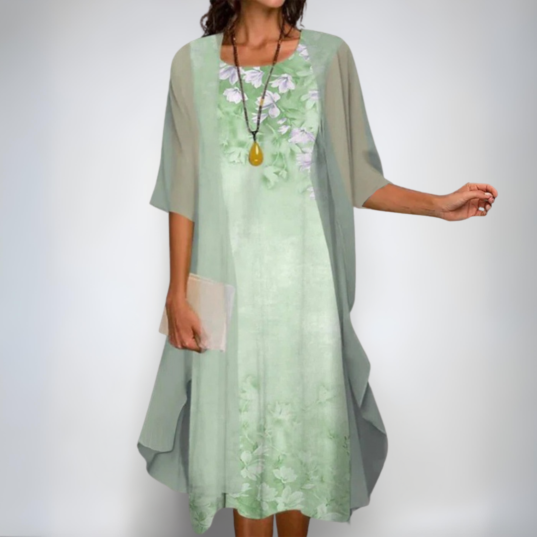 Irena | Elegantný kvetinový set – šaty & cardigan
