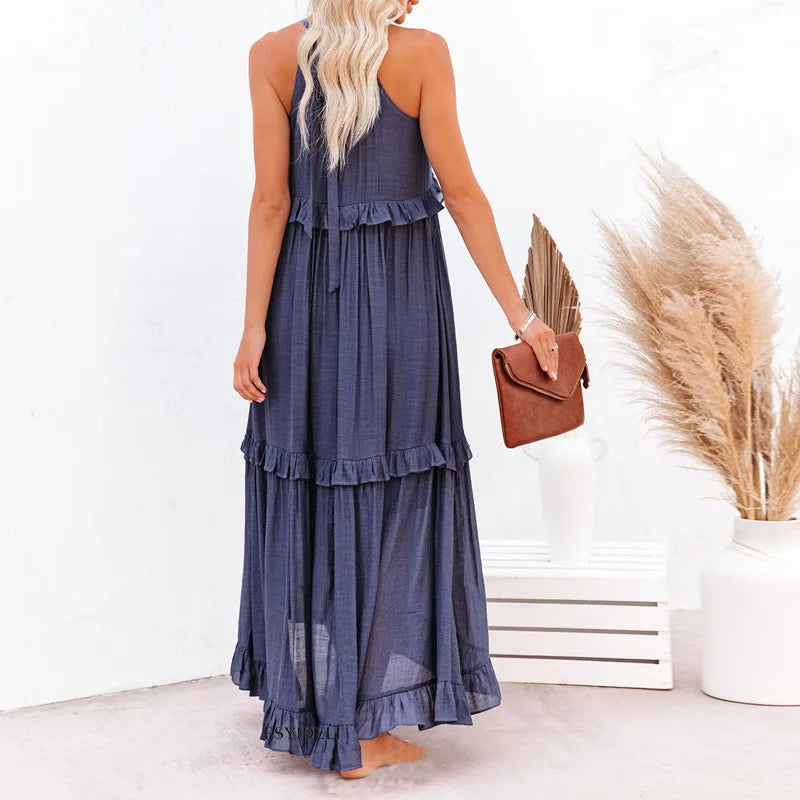 Sarah | Halter Ruffle Maxi Šaty (Takmer vypredané)
