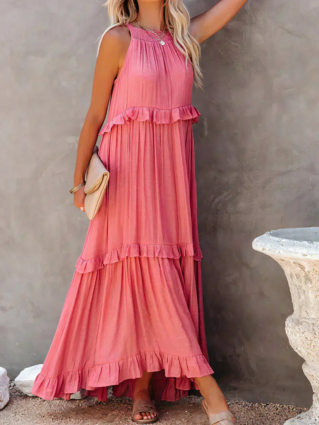 Sarah | Halter Ruffle Maxi Šaty (Takmer vypredané)