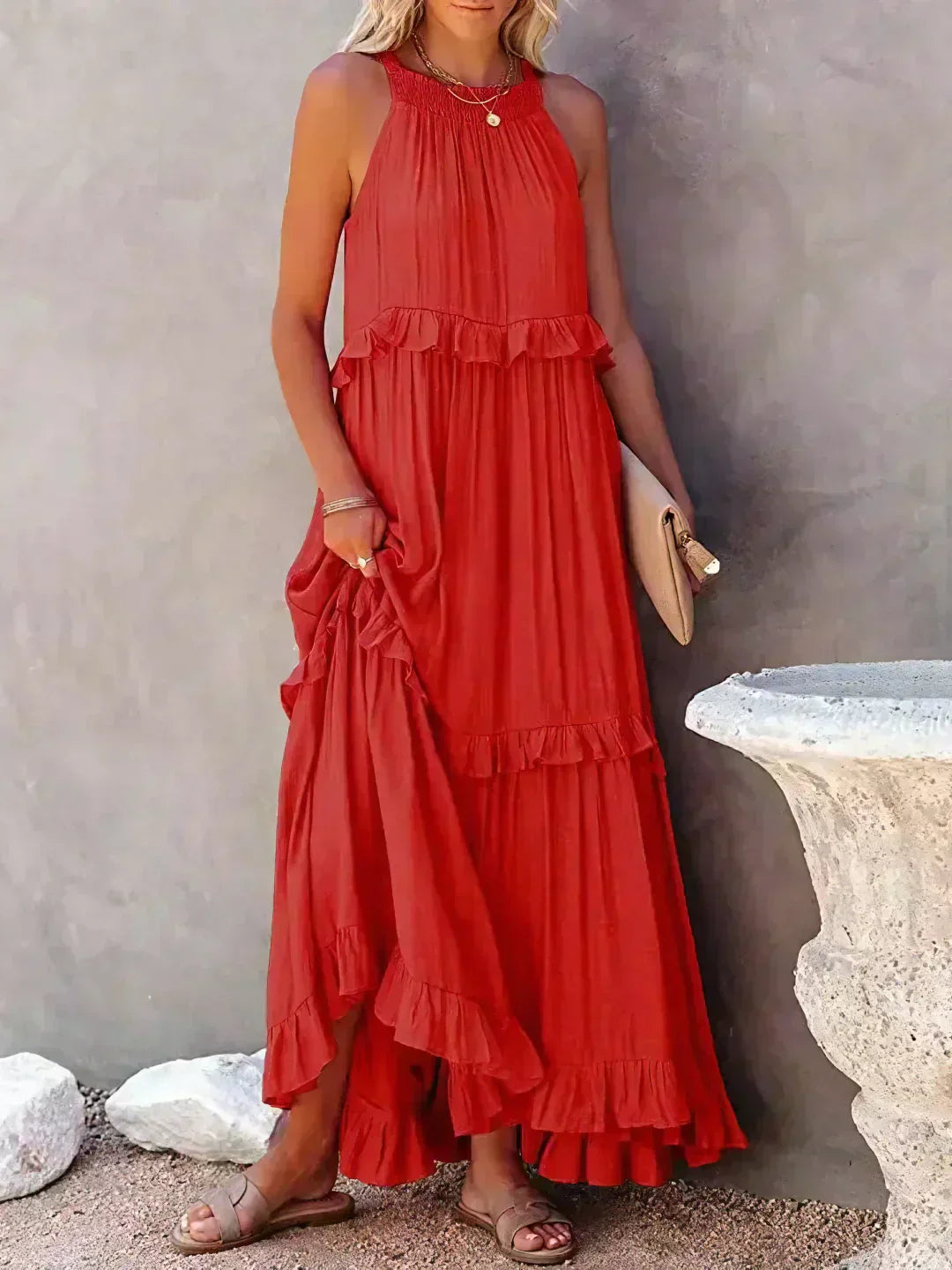 Sarah | Halter Ruffle Maxi Šaty (Takmer vypredané)